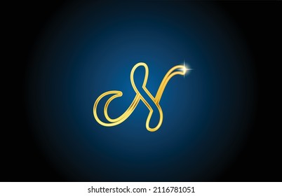 golden line N alphabet letter logo icon design. Creative luxury template for company and business