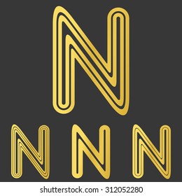 Golden line n logo design set