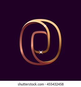 Golden line number zero logo. Luxury vector design for banner, presentation, web page, card, labels or posters.