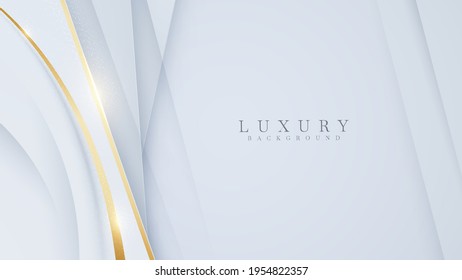 Golden line on white background. Luxury realistic concept. 3d paper cut style. Vector illustration for design.