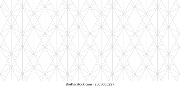 Patrón de línea dorada. Textura geométrica de Vector sin costuras. Adorno gris y blanco con delicada rejilla, líneas delgadas, retícula de contorno, red, triángulos. Fondo abstracto sutil art deco. Diseño repetido