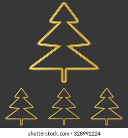Golden line pine tree logo design set