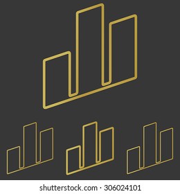 Golden line real estate logo design set