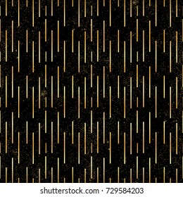 Golden Line seamless pattern on black background. Minimalistic background.
