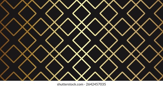 Linha dourada ilustração vetor padrão sem emenda no fundo preto escuro pode ser usado padrão têxtil, tapete, telhas, pano, tecido, envoltório, papel, impressão, pano de fundo, papel de parede, padrão premium.