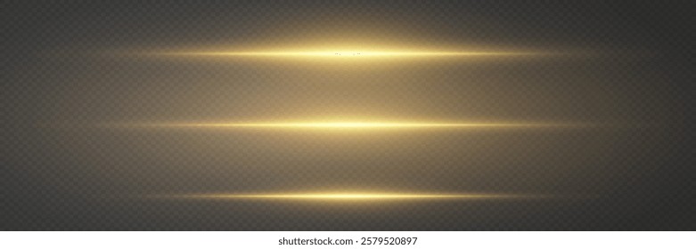 Golden line and sparkle light effect, neon beam effect.