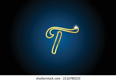 golden line T alphabet letter logo icon design. Creative luxury template for company and business