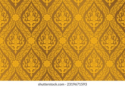 Golden Line Thai, Vektorgrafik abstrakte thailändische Kunst traditionell. thailändische Kunst und asianischer Stil luxuriöse Banner, goldener Hintergrund-Dekoration für Druck, Flyer, Poster, Web, Banner, Broschüre 