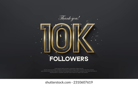 Golden line thank you 10K followers, with a luxurious and elegant gold color.