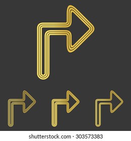 Golden line turn logo design set