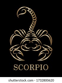 Golden line Vektor Logo eines Skorpion. Es ist ein Zeichen von Skorpio zodiac.