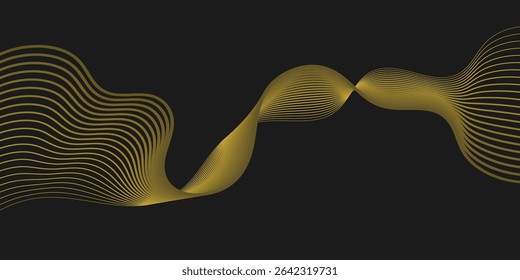 Golden Line Wave Seamless Background. Editable Vector Background