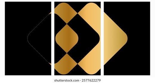 Golden line work with the Infinity three piece work.Abstract Geometric Linear background design collection. Bauhaus modern design, printable posters, banners,Vector illustration.