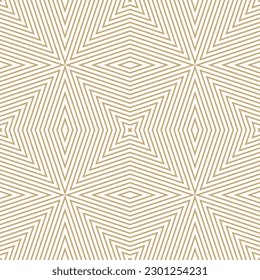 Golden linear background. Vector striped seamless pattern with diagonal concentric lines. Repeat geometric tiles. Abstract white and gold luxury outline texture. Vintage stripes pattern. Geo design 