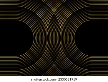 Golden linear pattern abstract geometric tech background. Vector design