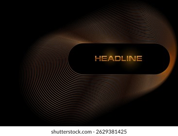 Golden linear twisted ellipses abstract minimal background. Geometric concept vector design