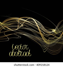 Golden Lines and Beige Waves. Vector Illustration