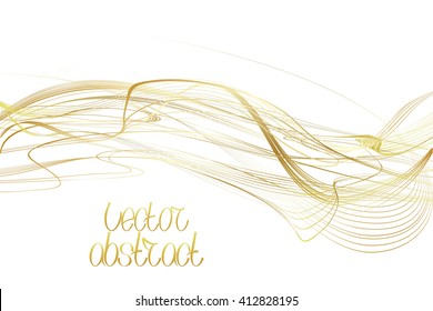 Golden Lines and Beige Waves. Vector Illustration