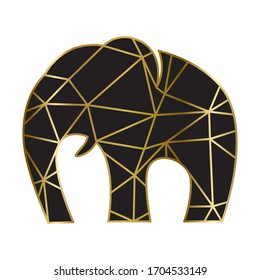 golden lines created abstract elephant shape, vector