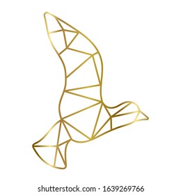 golden lines created bird shape, vector
