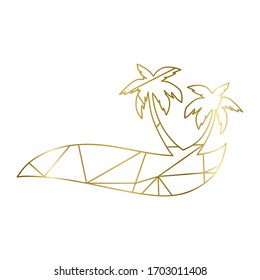 golden lines created dune with palms, vector