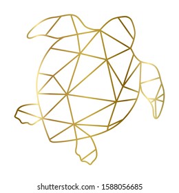 golden lines created sea turtle shape, vector