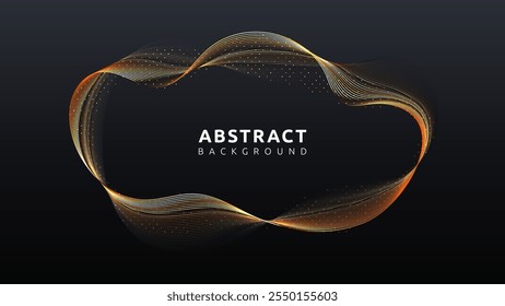 Golden lines curve gracefully across dark background. Elegant design element for luxury branding, interior decor, or abstract backgrounds in graphic design projects.