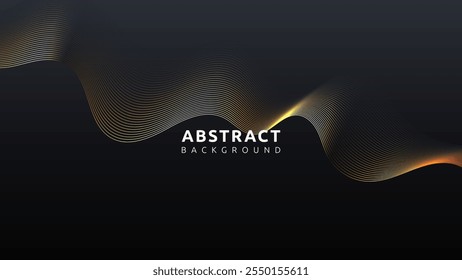 Golden lines curve gracefully across dark background. Elegant design element for luxury branding, interior decor, or abstract backgrounds in graphic design projects.