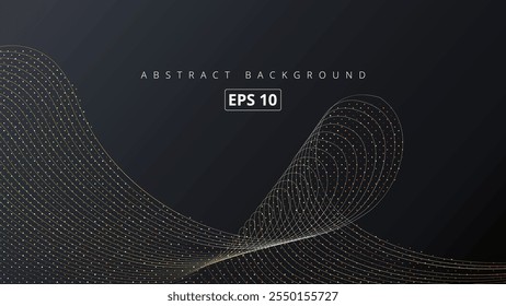 Golden lines curve gracefully across dark background. Elegant design element for luxury branding, interior decor, or abstract backgrounds in graphic design projects.