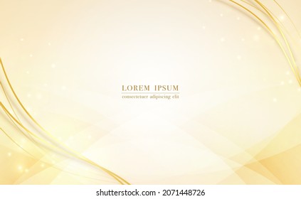 Golden lines elements and light shiny with curve shape abstract background. vector illustration