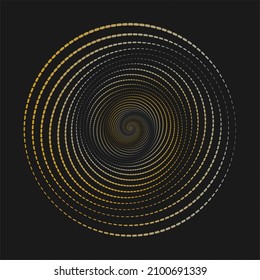 Golden lines in the form of an abstract circle on a black background