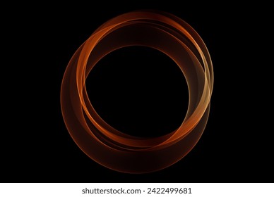 Golden lines frame of smooth transparent waves on black background