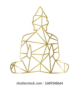 Golden lines inside Buddha silhouette, vector