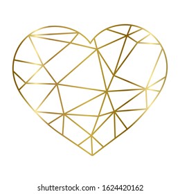 golden lines inside heart shape, vector