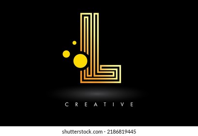 Golden Lines L Letter Logo Letter made of Lines. Monogram Style Letter Icon Vector Illustration