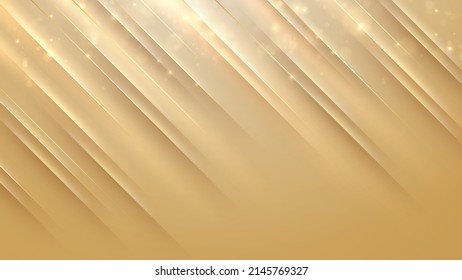 Golden lines luxury glittering with light and shadow abstract background. vector illustration