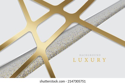 Golden lines luxury on cream color background. elegant realistic paper cut style 3d. Vector illustration about soft and beautiful feeling.