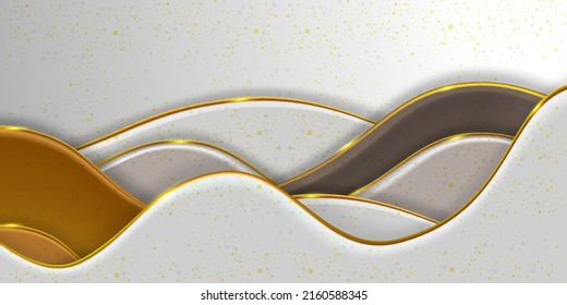 Golden lines luxury on cream color background. vector illustration for design.