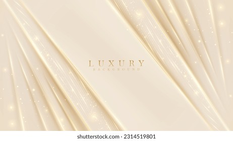 Golden lines luxury on cream color background. elegant realistic paper cut style 3d. Vector illustration about soft and beautiful feeling.