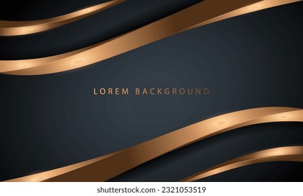 Golden lines luxury on cream color background. elegant realistic paper cut style 3d