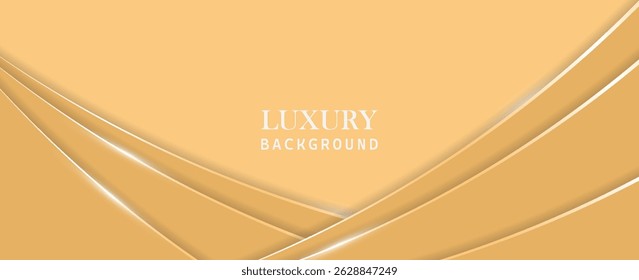 Golden lines luxury on cream color background. Vector illustration about soft and beautiful feeling. EPS 10
