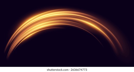 Golden lines of movement, abstract light flow with dynamic lighting and speed.