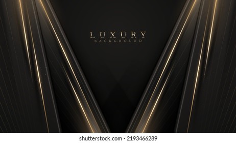 Goldene Linien auf schwarzem Hintergrund mit Sterneneffekt-Dekoration. Das Design-Konzept der Luxus-Preisverleihung.