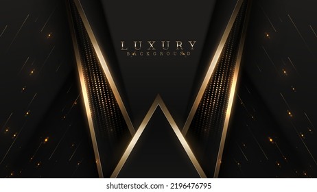 Golden lines on a black background with starlight effect decoration. Luxury award ceremony design concept.