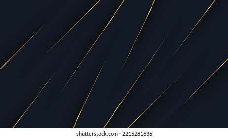 Golden lines on black texture background. Abstract luxury background.