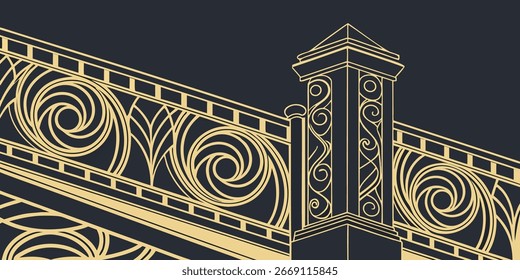 Líneas doradas en diseño de Vector de fondo oscuro