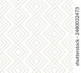 Golden lines on white background seamless vector pattern. Weaved lines and rhombuses geometric texture. Abstract diamond pattern background. Minimalist linear decorative design.