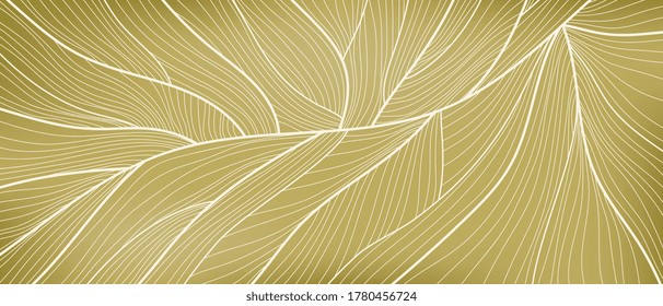 Fondo del patrón de líneas doradas. Papel de oro de lujo de la línea de arte. Diseño para cubierta, fondo de invitación, diseño de embalaje, tela e impresión. Ilustración vectorial.