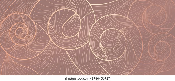Golden lines pattern background. Luxury gold Line arts wallpaper. Design for cover, invitation background, packaging design, fabric and print. Vector illustration.