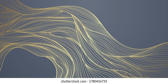 Golden lines pattern background. Luxury gold Line arts wallpaper. Design for cover, invitation background, packaging design, fabric and print. Vector illustration.